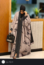 Designer Self-Printed Long Lapel Stone Work Abaya
