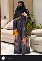 Black Floral Printed Abaya – Elegance in Every Detail