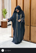 Bridal Gold Stripes Stonework Abaya