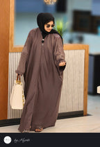 Coffee Brown Designer Stone Work Abaya