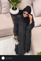 Black Designer Wear Stone Work Embroidery Abaya