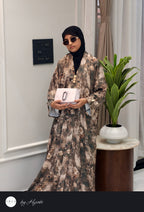 Modern Floral Printed Abaya – Luxury in Every Detail