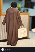Coffee Brown Designer Stone Work Abaya