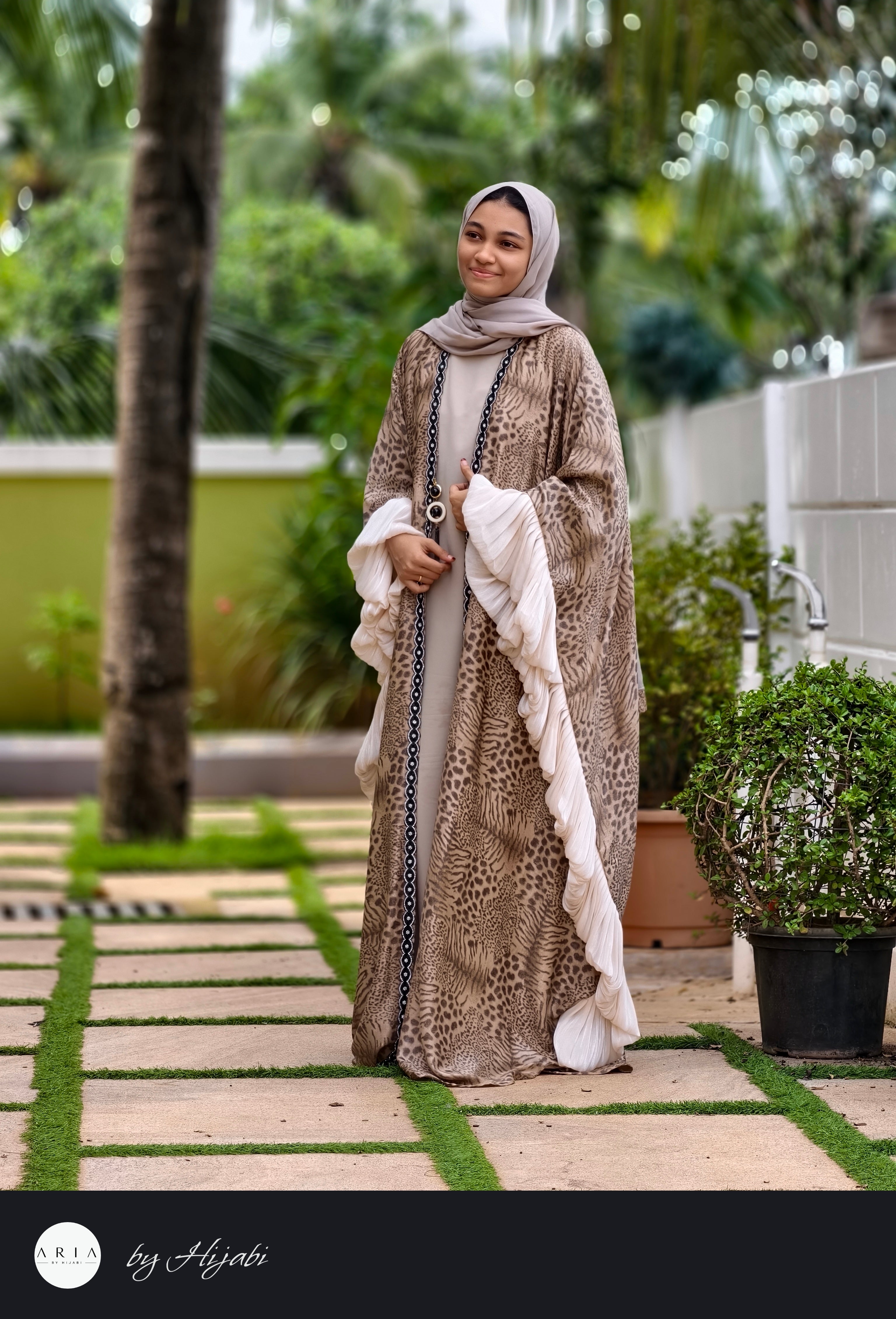 Cheetah Print Designer Abaya – Gold Fish Inspired Luxury