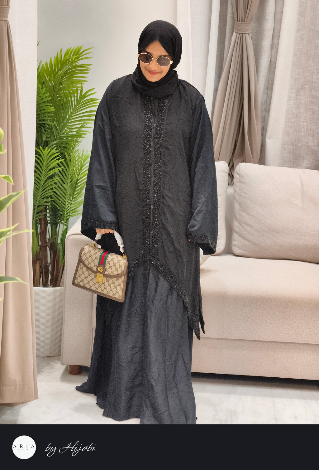Bridal Designer Wear with Unique Back Stone Work Abaya
