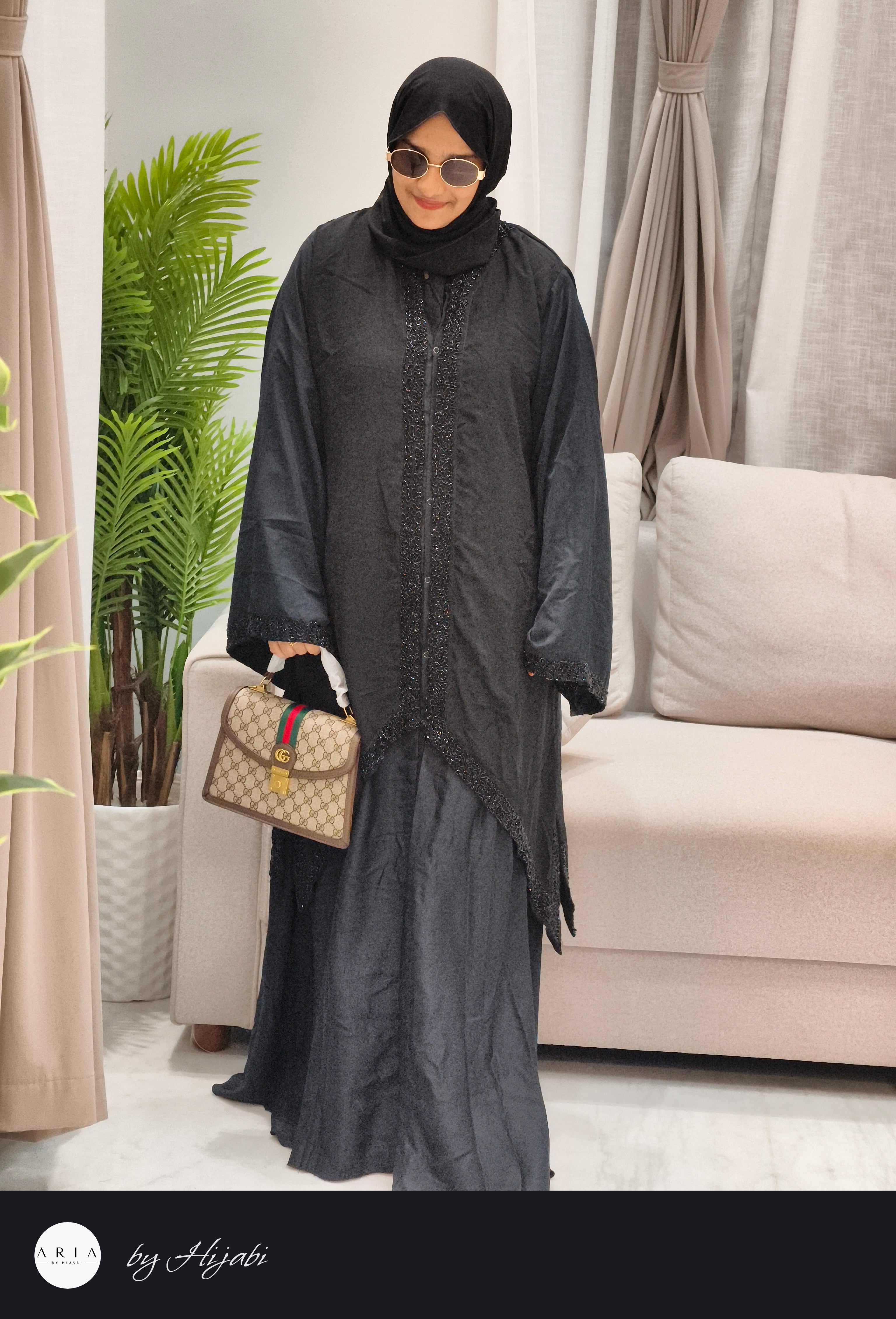 Bridal Designer Wear with Unique Back Stone Work Abaya
