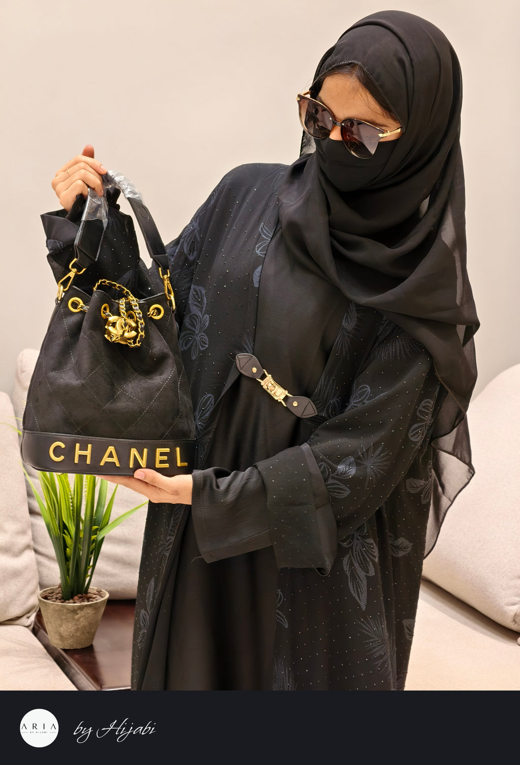 Self-Printed Floral Netted Designer Abaya