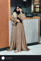 Simple Stone Work Coffee Brown Abaya
