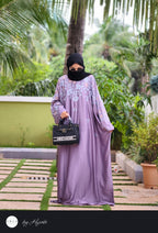 Luxury-inspired Lavender Embroidery Designer Wear Abaya