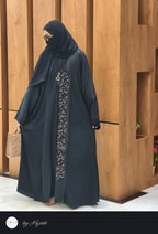 One Side Lapel Stone Work Abaya