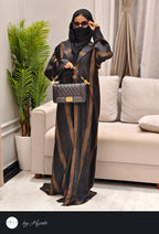 Designer wear LAPEL STRIPES Abaya