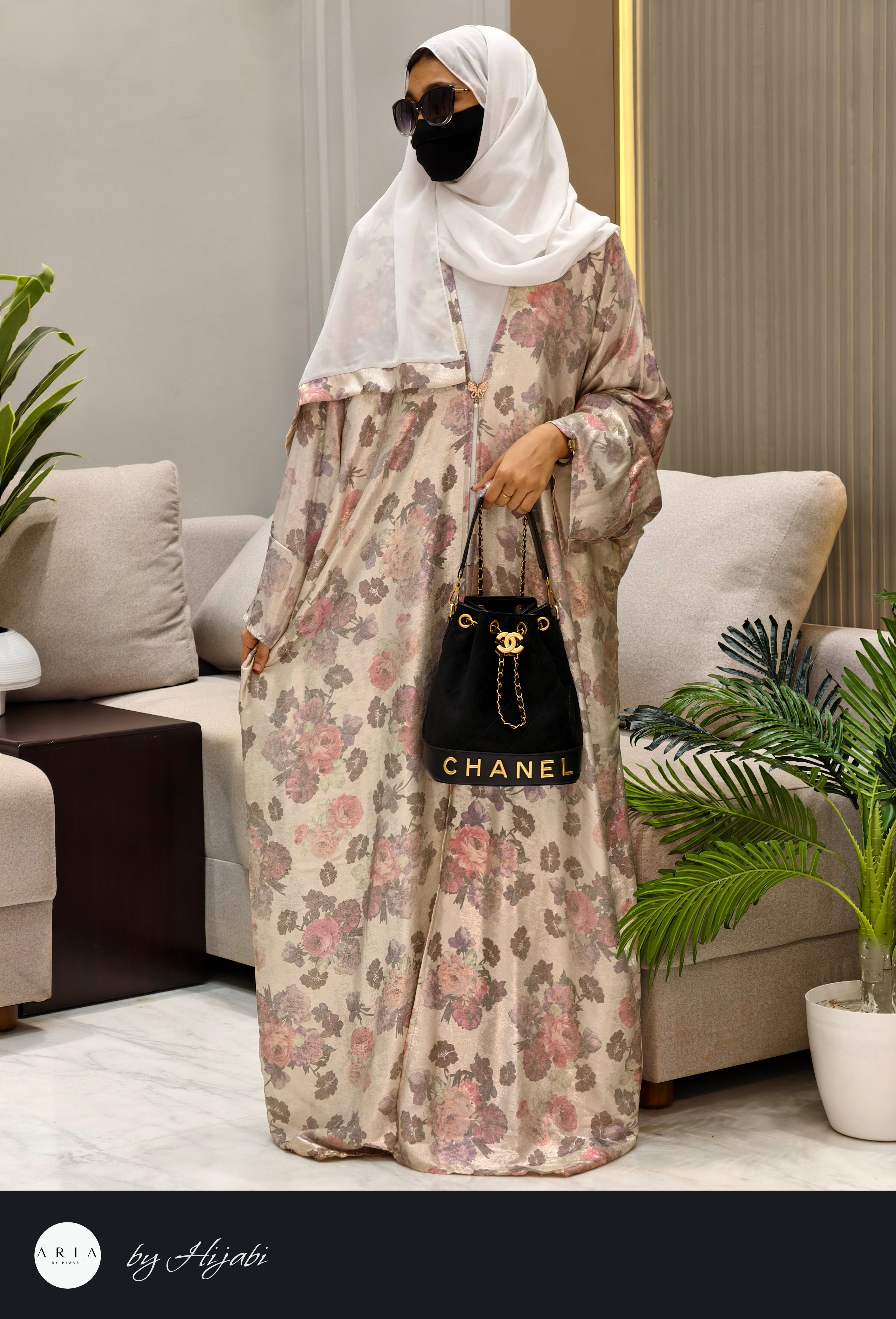 Elegant Floral Shimmer Designer silhouette Wear Abaya