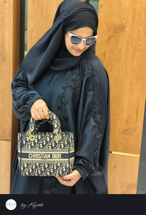 Black Stone Work Abaya – Luxury Embroidery Elegance