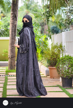 Black Organza Designer Wear Stone Work Embroidery Abaya