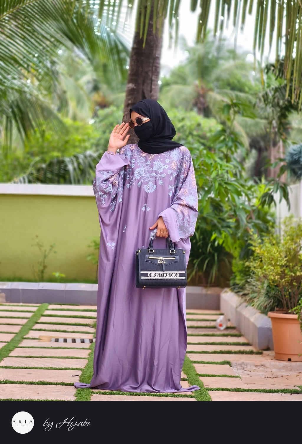 Luxury-inspired Lavender Embroidery Designer Wear Abaya
