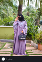 Luxury-inspired Lavender Embroidery Designer Wear Abaya