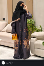 Black Floral Printed Abaya – Elegance in Every Detail