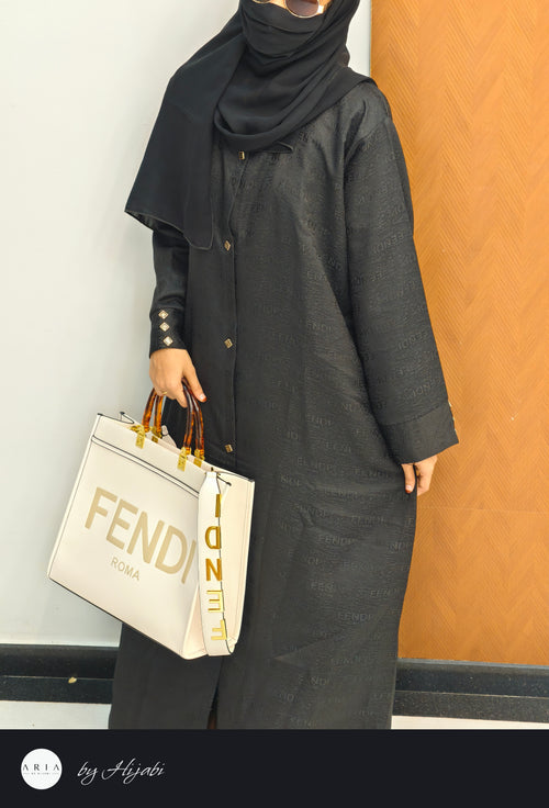 Black FENDI Designer Abaya
