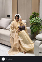 Golden Organza Satin Abaya – Inspired by GOLD FISH