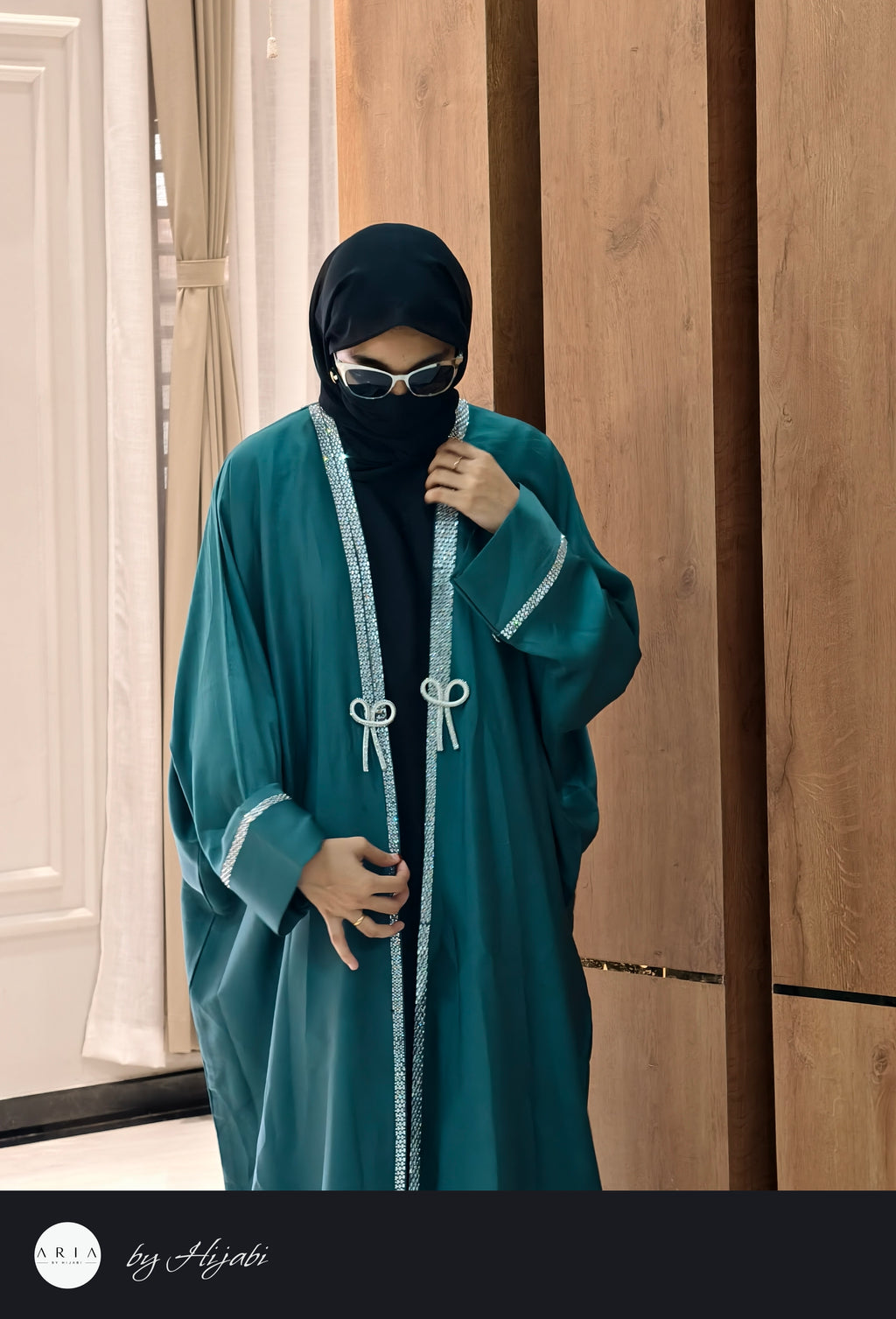 Emerald Green Stone Work Abaya