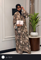 Modern Floral Printed Abaya – Luxury in Every Detail