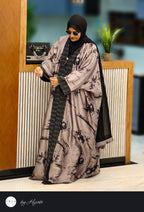 Designer Self-Printed Long Lapel Stone Work Abaya