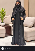 Simple Unique Black Semicircle Design Abaya