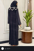 Luxury Velvet Black Stone Work Abaya