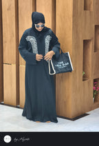 Black Abhaya with White Designer Stone Work