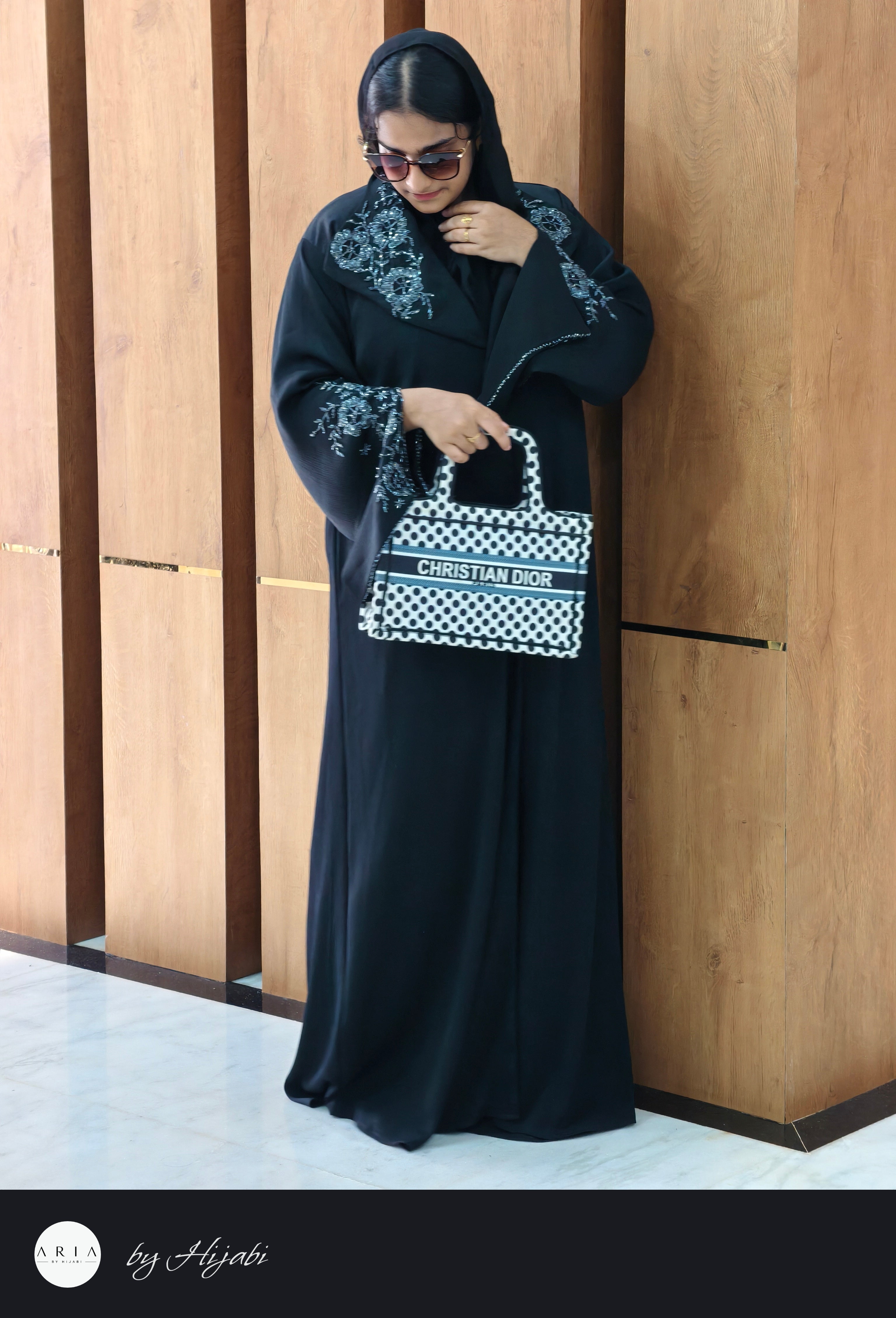 Stone Work Lapel Abaya – Elegance Crafted to Perfection
