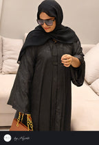 Black Self-Printed Designer Abaya