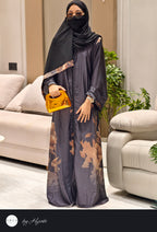 Black Floral Printed Abaya – Elegance in Every Detail
