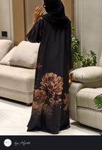 Black Floral Printed Abaya – Elegance in Every Detail