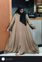 Simple Stone Work Coffee Brown Abaya