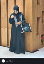 Black Abhaya with White Designer Stone Work
