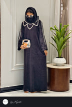 Luxury Velvet Black Stone Work Abaya