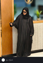 Black Stripes Stone Work Abaya