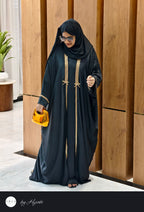 Bridal Gold Stripes Stonework Abaya