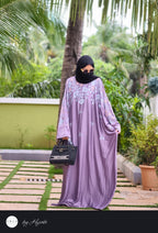 Luxury-inspired Lavender Embroidery Designer Wear Abaya