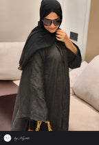 Black Self-Printed Designer Abaya