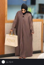 Coffee Brown Designer Stone Work Abaya