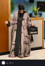 Designer Self-Printed Long Lapel Stone Work Abaya