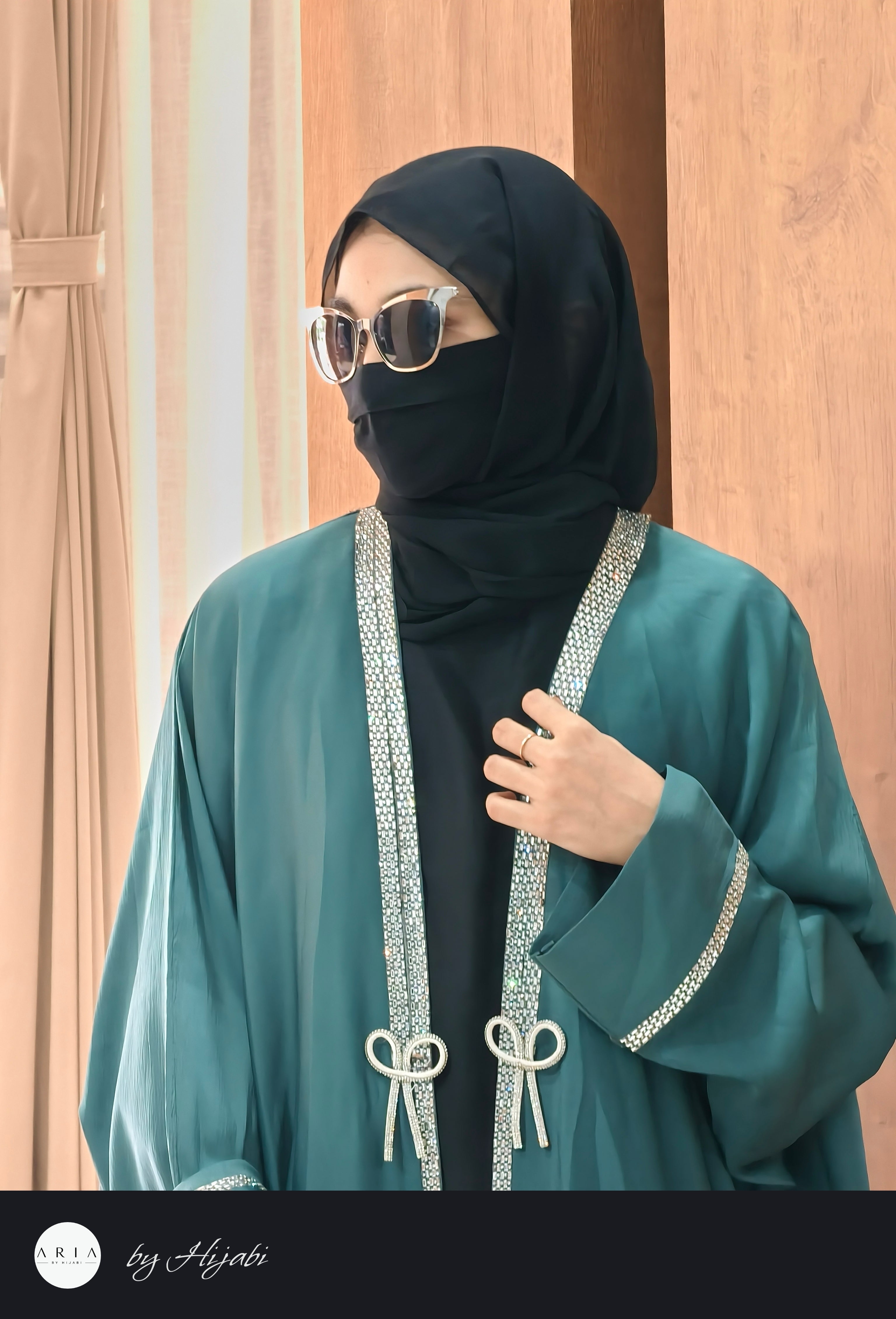 Emerald Green Stone Work Abaya