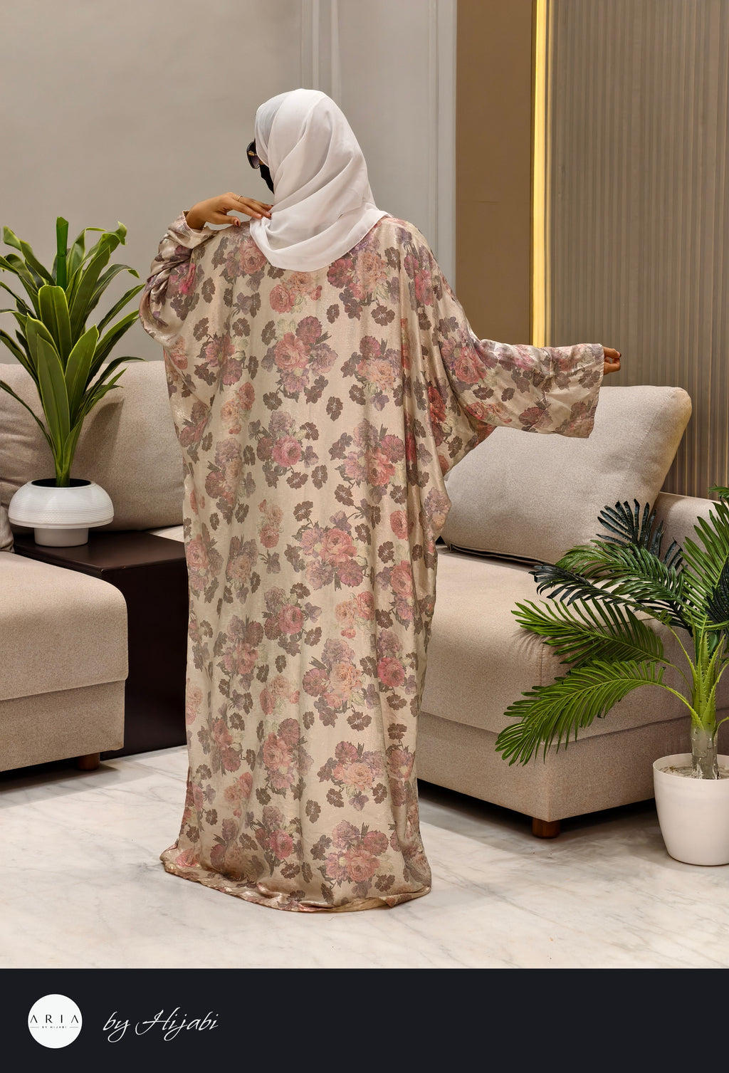 Elegant Floral Shimmer Designer silhouette Wear Abaya