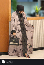 Designer Self-Printed Long Lapel Stone Work Abaya