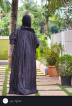 Black Organza Designer Wear Stone Work Embroidery Abaya