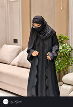 Simple Unique Black Semicircle Design Abaya