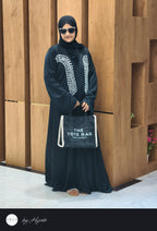 Black Abhaya with White Designer Stone Work