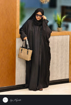 Black Stripes Stone Work Abaya