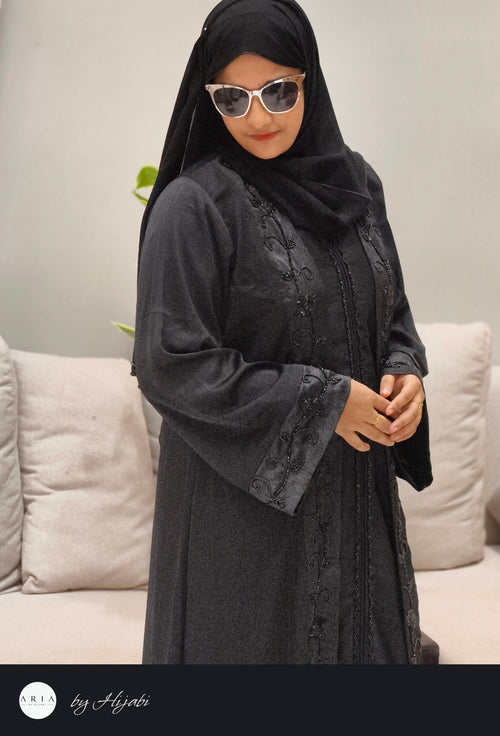 Black Designer Wear Stone Work Embroidery Abaya